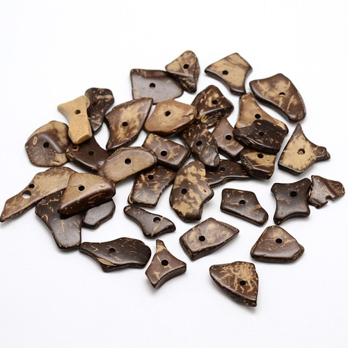 12 perles noix de coco naturelles marrons