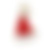 1 pendentif noël chapeau doré émail rouge étoile blanche