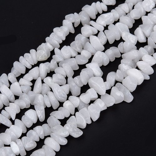 30 perles chips jade naturelle blanche pierre gemme