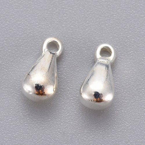 5 pendentifs 7 mm gouttes acier inoxydable argenté brillant chaîne extension