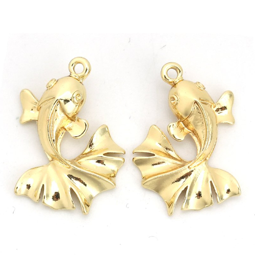 2 pendentifs poisson métal doré