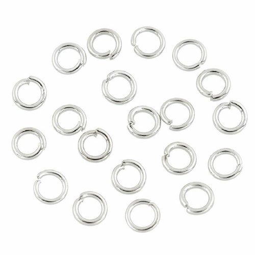 20 anneaux de jonction ronds 5 mm acier argenté brillant