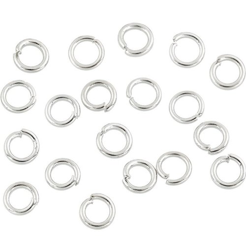 10 anneaux de jonction ronds 7 mm acier argenté brillant