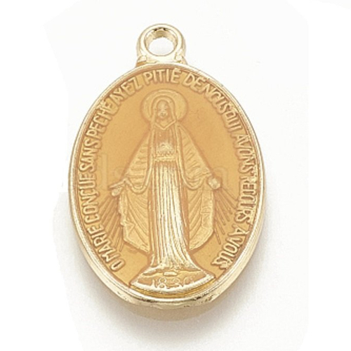 1 pendentif médaillon religieux laiton doré émail jaune