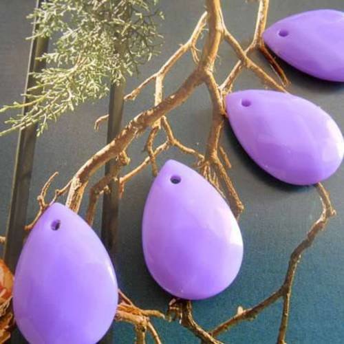 4 pampilles perles pendentif goutte 28 x 19 mm acrylique violette