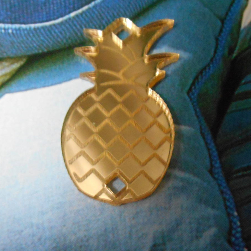 1 connecteur pendentif fruit ananas exotique plexi doré
