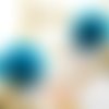 Perles x 2 pompons bleu 20 mm 