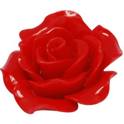 2 cabochons 20 mm fleur rouge acrylique 