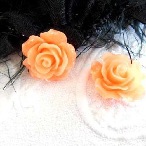 Perles x 2 cabochons 20 mm fleur saumon acrylique 