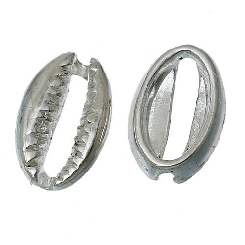 Breloques x 2 pendentifs connecteur coquillage métal argenté  