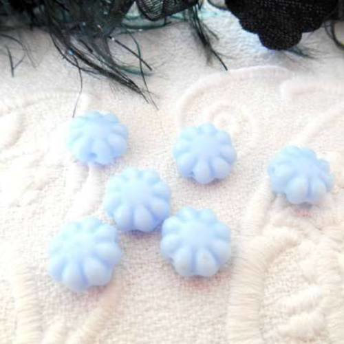 Perles x 6 fleurs verre thèque bohème 9 mm bleu 