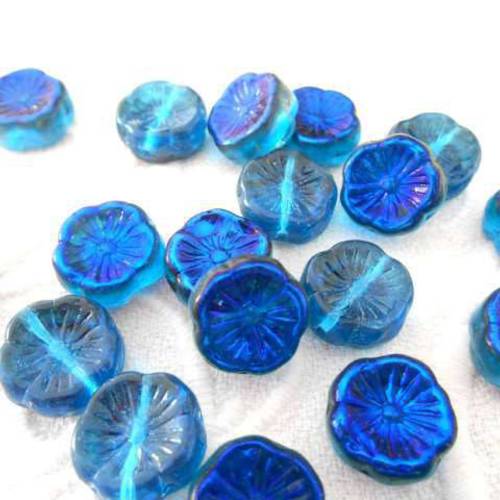 Lot De 600 Perles Anciennes En Verre Bleu, Dimensions 7 X 5 Mm, Fond De Stock Vintage
