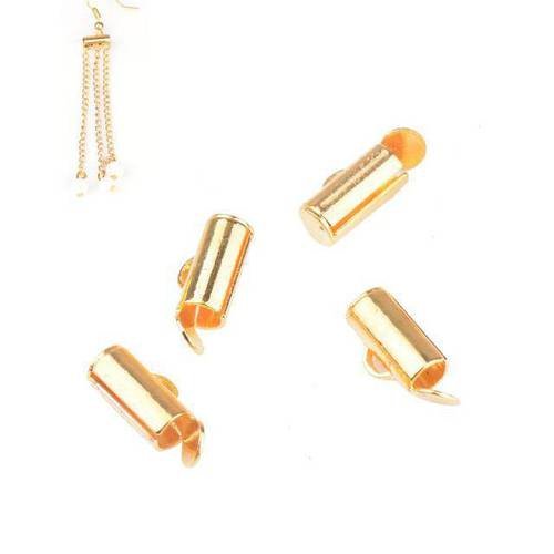 4 embouts à serrer tubes 9 mm métal doré pour tissage perles rocailles