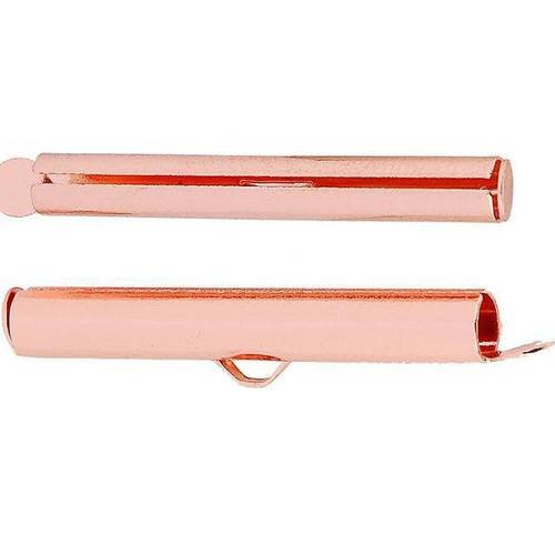 2 embouts tubes 20 mm métal doré rose pour perles de rocailles