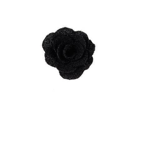 Cabochon x 1 fleur noire 25 mm tissu. 