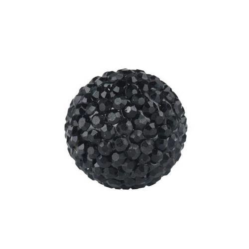 1 perle noire 10 mm shamballa en pâte polymère avec strass cristal. 
