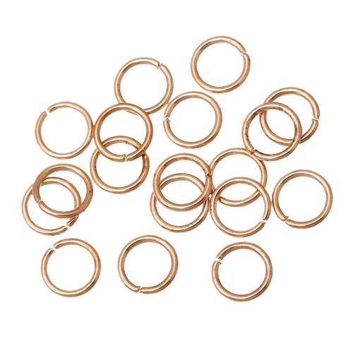 25 anneaux 8 mm métal doré rose moyen