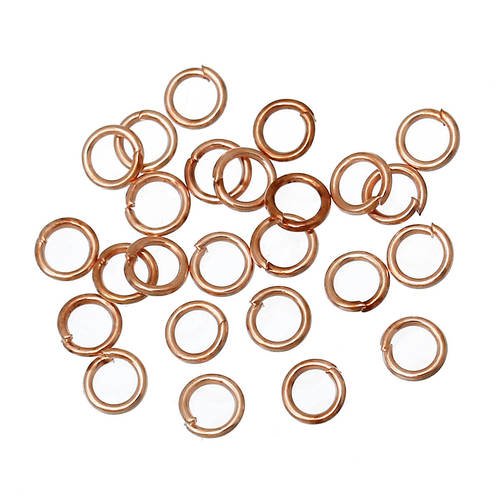 25 anneaux 5 mm métal doré rose moyen