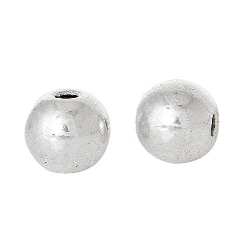 Perles x 20 rondes 6 mm métal argenté 