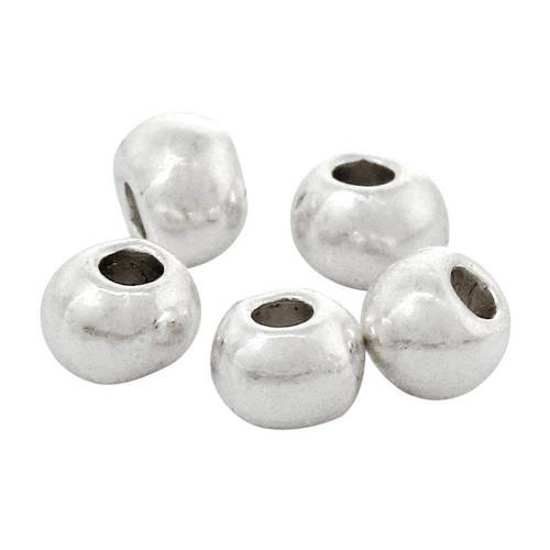 Perles x 50 rondes 3 mm métal argenté 