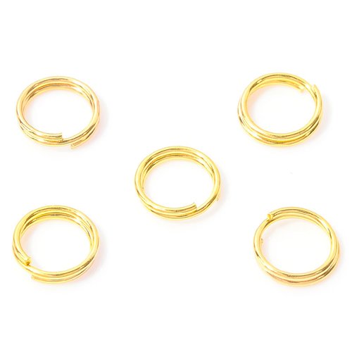 10 anneaux doubles 8 mm ronds métal doré