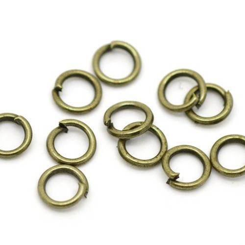 10 anneaux 10 mm ronds ouverts épais métal bronze