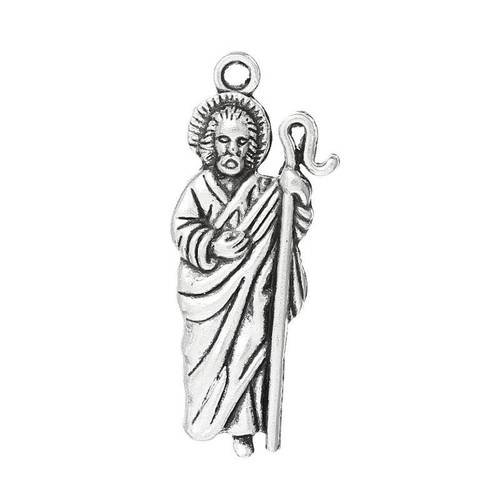 1 pendentif religieux noël saint argenté