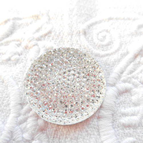 Cabochon  rond 25 mm acrylique cristal strass 