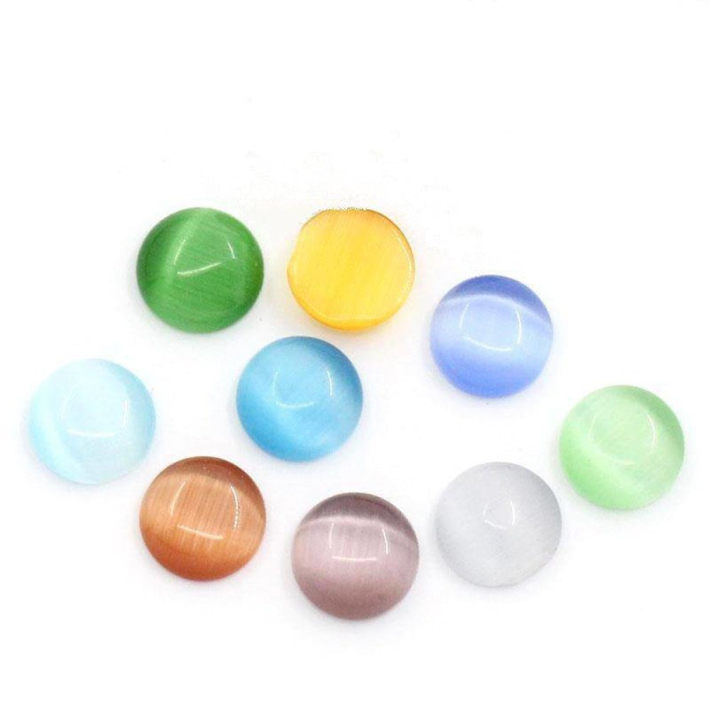 Cabochons X 10 Ronds 8 Mm Verre Oeil De Chat Un Grand Marche