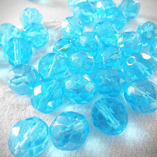  perles x 4 cristal de bohème 12 mm bleu turquoise 