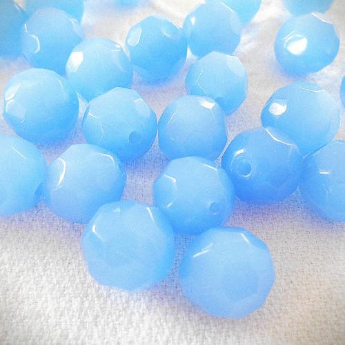 Perles x 4 cristal de bohème 12 mm à facette couleur bleu  