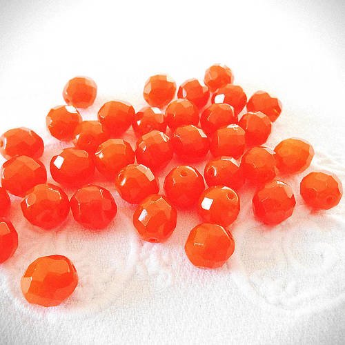 Perles tchèque x 4 orange corail 12 mm en verre de bohème 