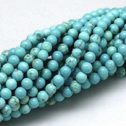 10 perles 6 mm en howlite naturelle couleur turquoise marbrée