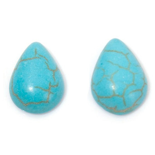 2 cabochons 10 mm gouttes dos plat howlite turquoise