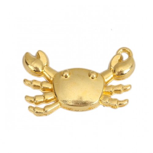 1 pendentif crabe marin poisson coquillage métal doré