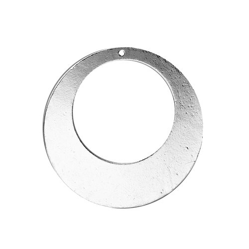 1 grand pendentif argenté lunaire cercle 50 mm