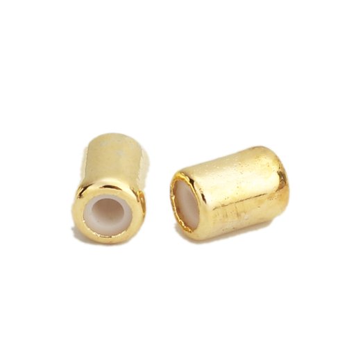 1 perle stoppeur tube silicone et métal doré