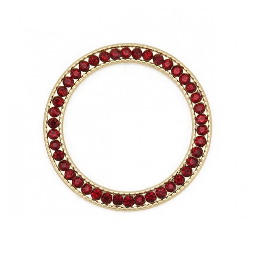 1 connecteur pendentif intercalaire cercle 27 mm doré strass rouge
