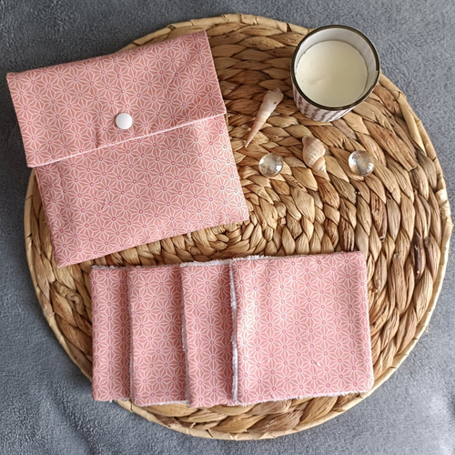7 lingettes lavables 10*10 cm avec pochette / démaquillantes / bambou / bébé.