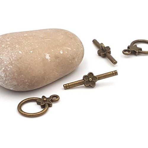 10 Fermoirs Toggles Fermoirs T bronze 16mm Neuf