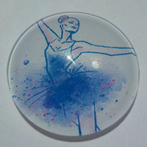 Cabochon de verre, danseuse, 25 mm, femme,