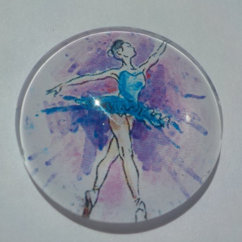 Cabochon de verre, danseuse, 25 mm, femme, rose