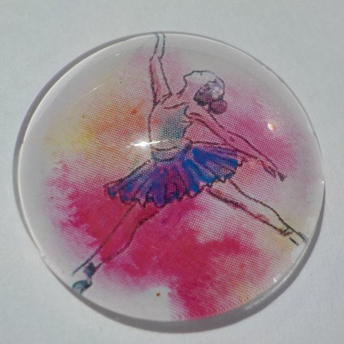 Cabochon de verre, danseuse, 25 mm, femme, multicolore,