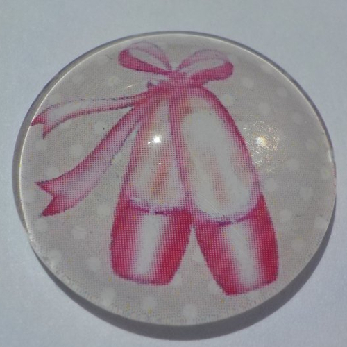 Cabochon de verre, ballerine, danseuse, beige, rose, 25 mm, femme,
