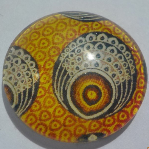 Cabochon de verre, afrique, jaune, blanc, 25 mm,