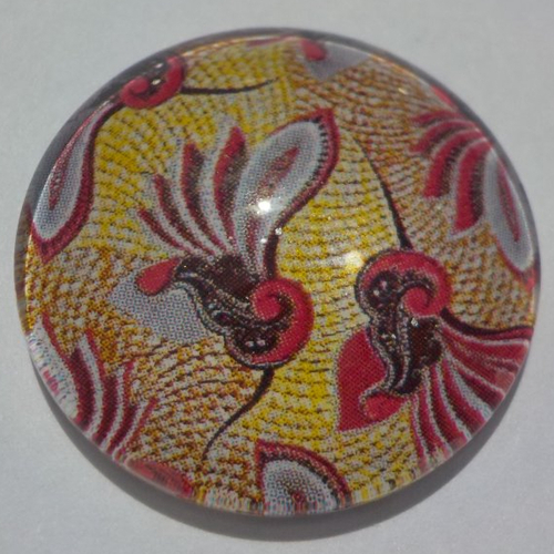 Cabochon de verre, afrique, jaune, multicolore, 25 mm,