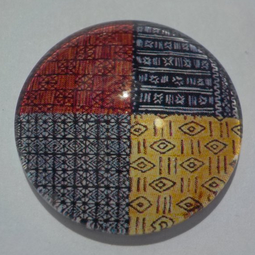 Cabochon de verre, afrique, jaune, multicolore, 25 mm,
