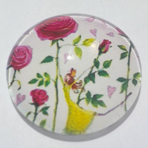 Cabochon de verre, fée, 25 mm, multicolore