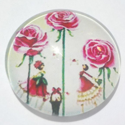 Cabochon de verre, fée, 25 mm, multicolore