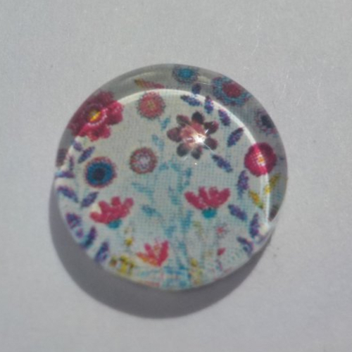 Cabochon de verre, fleurs, multicolore, 12 mm, multicolore,